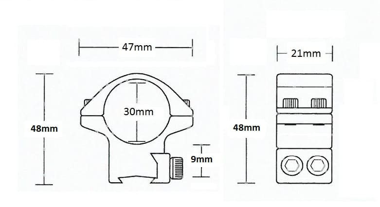 Montáž Hawke Match, dvojdielna, (priemer oka 30 mm), 9-11 mm, stredná